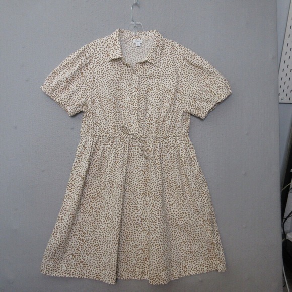 J Crew Shirt‎ Dress Plus 14 Animal Print Short Sleeve Collared Mini Puff Sleeve - Picture 1 of 12